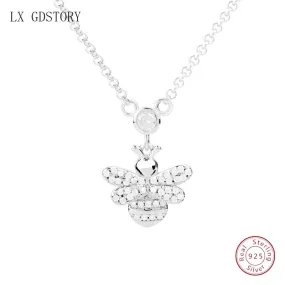 2019 Simple Silver Pendant Necklace Fine Jewelry for Women S925 Sterling Silver Chain Necklace Bee Necklace Pendant Boho Choker