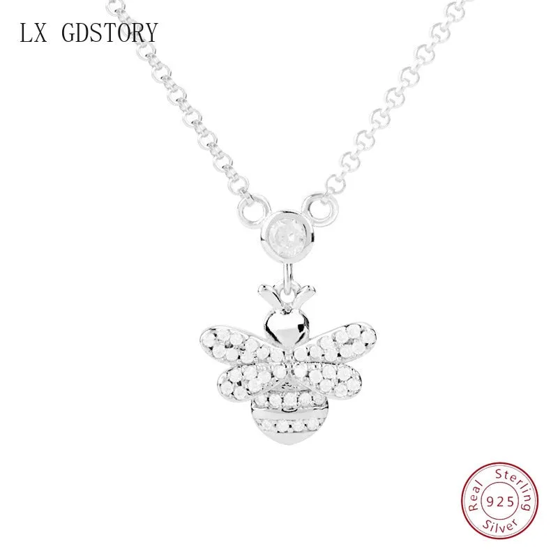 2019 Simple Silver Pendant Necklace Fine Jewelry for Women S925 Sterling Silver Chain Necklace Bee Necklace Pendant Boho Choker