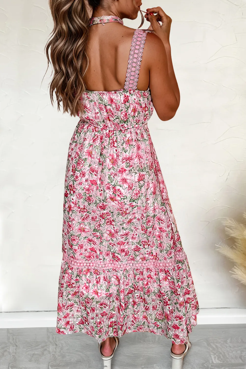 Aapparella - Floral Lace Tied Strap Empire Waist Maxi Dress | S-XL