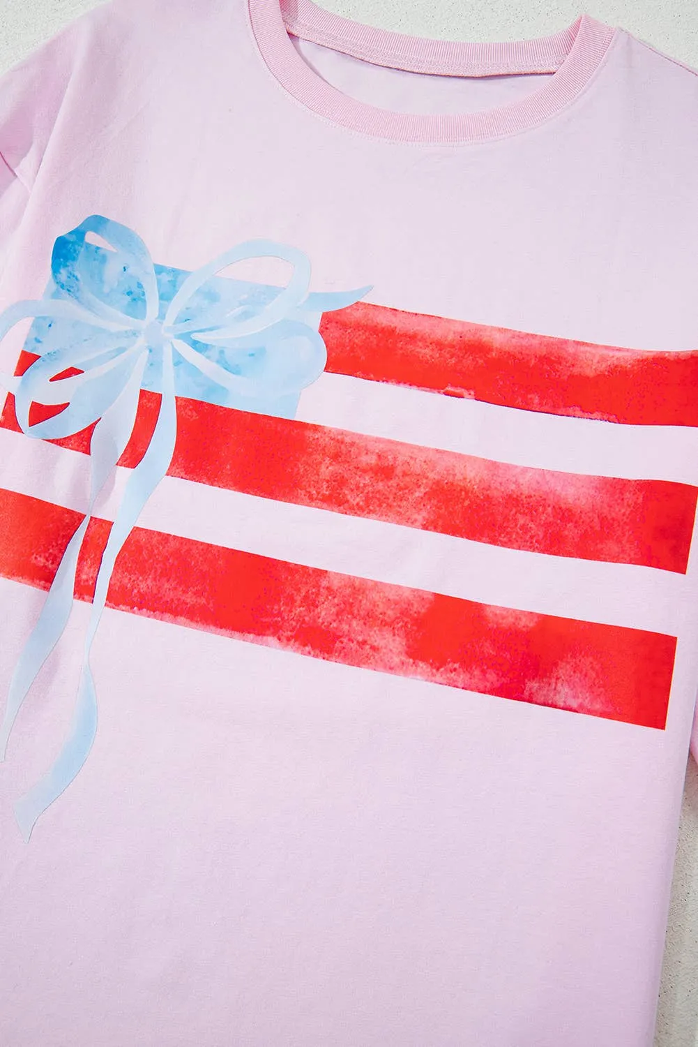Aapparella - Pink Flag Bow Graphic Short Sleeve Tee | S-XL