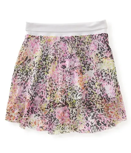 Aeropostale Womens Animal Crinkle Chiffon Woven Tiered Skirt
