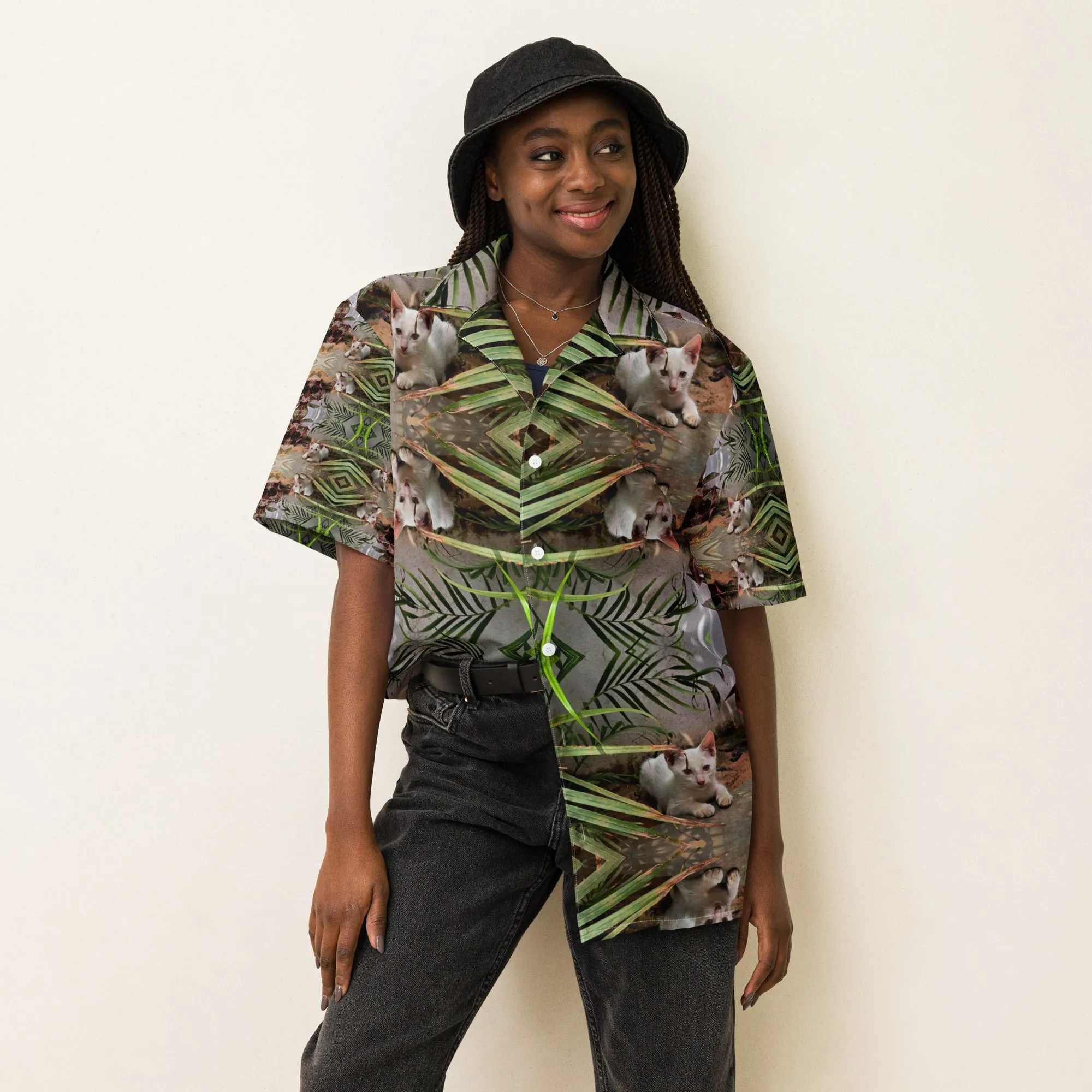 Bamboo Cat Unisex button shirt