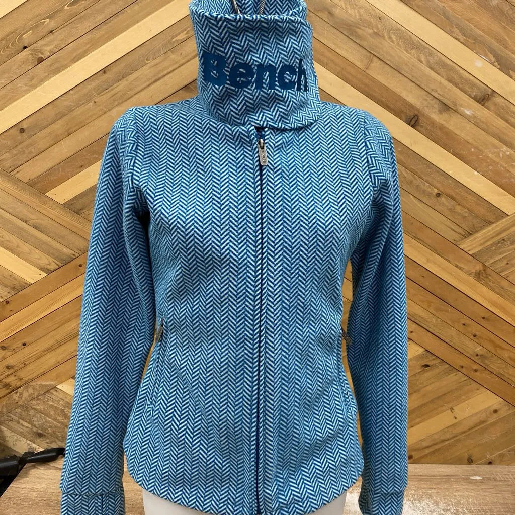 Bench - Women's Funnel Microfleece Zip-Up Wrap Neck - MSRP $90: Teal white-women-MD