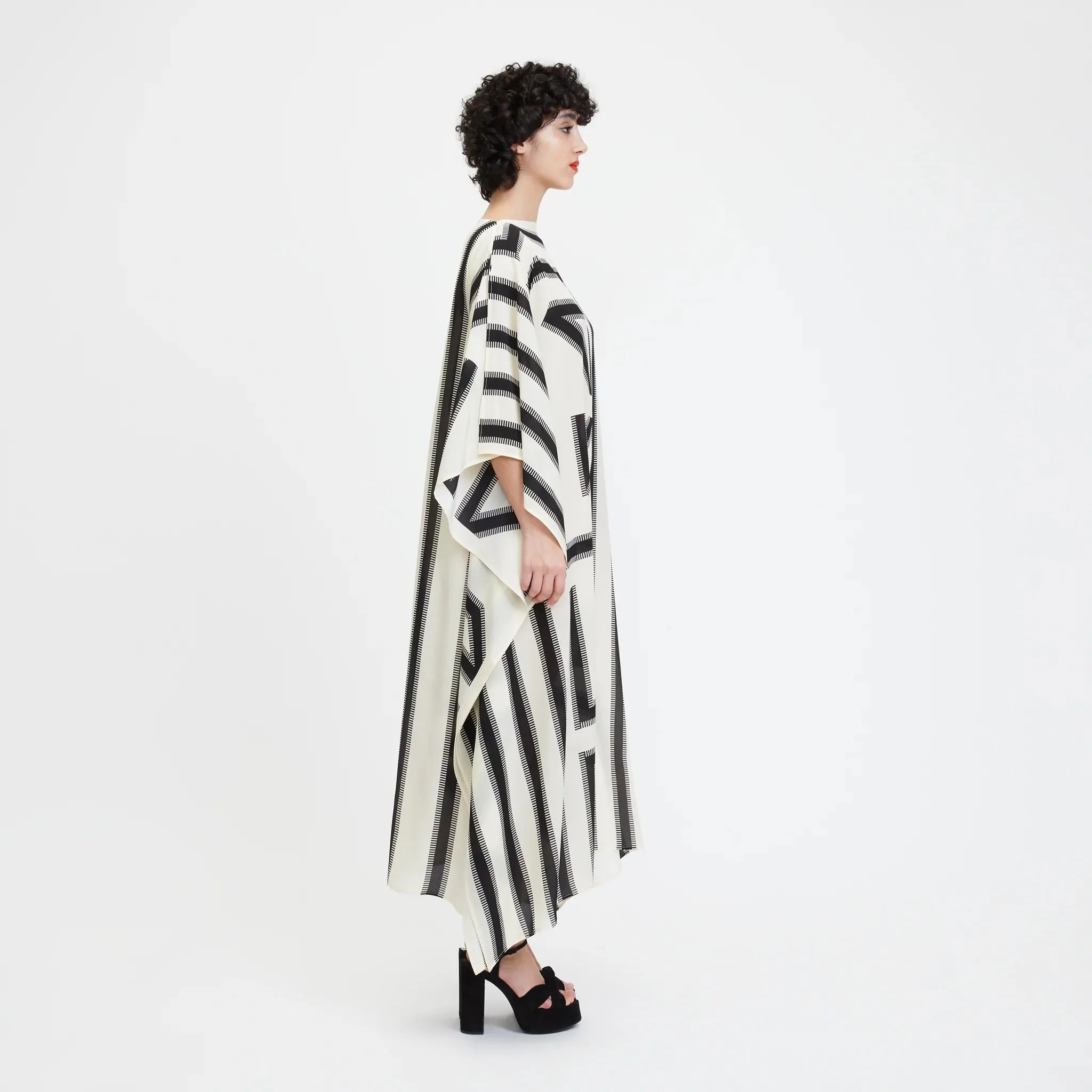 Black & White French Moss Kaftan For Women's, Occasion Wear Caftan
