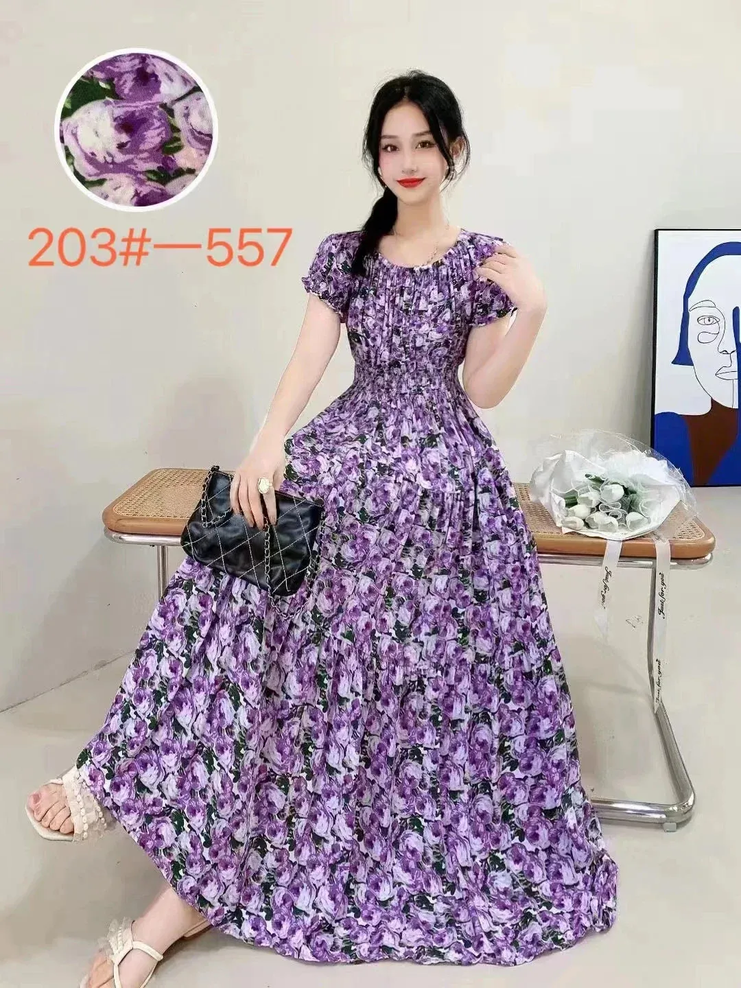 Bohemian Floral Maxi Dress - Sexy Summer Cotton Robe for Women, Indian & Korean Fashion Style