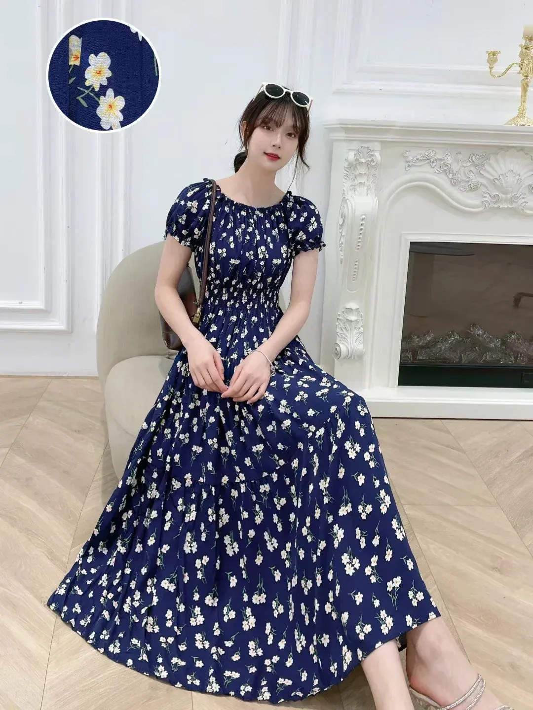 Bohemian Floral Maxi Dress - Sexy Summer Cotton Robe for Women, Indian & Korean Fashion Style