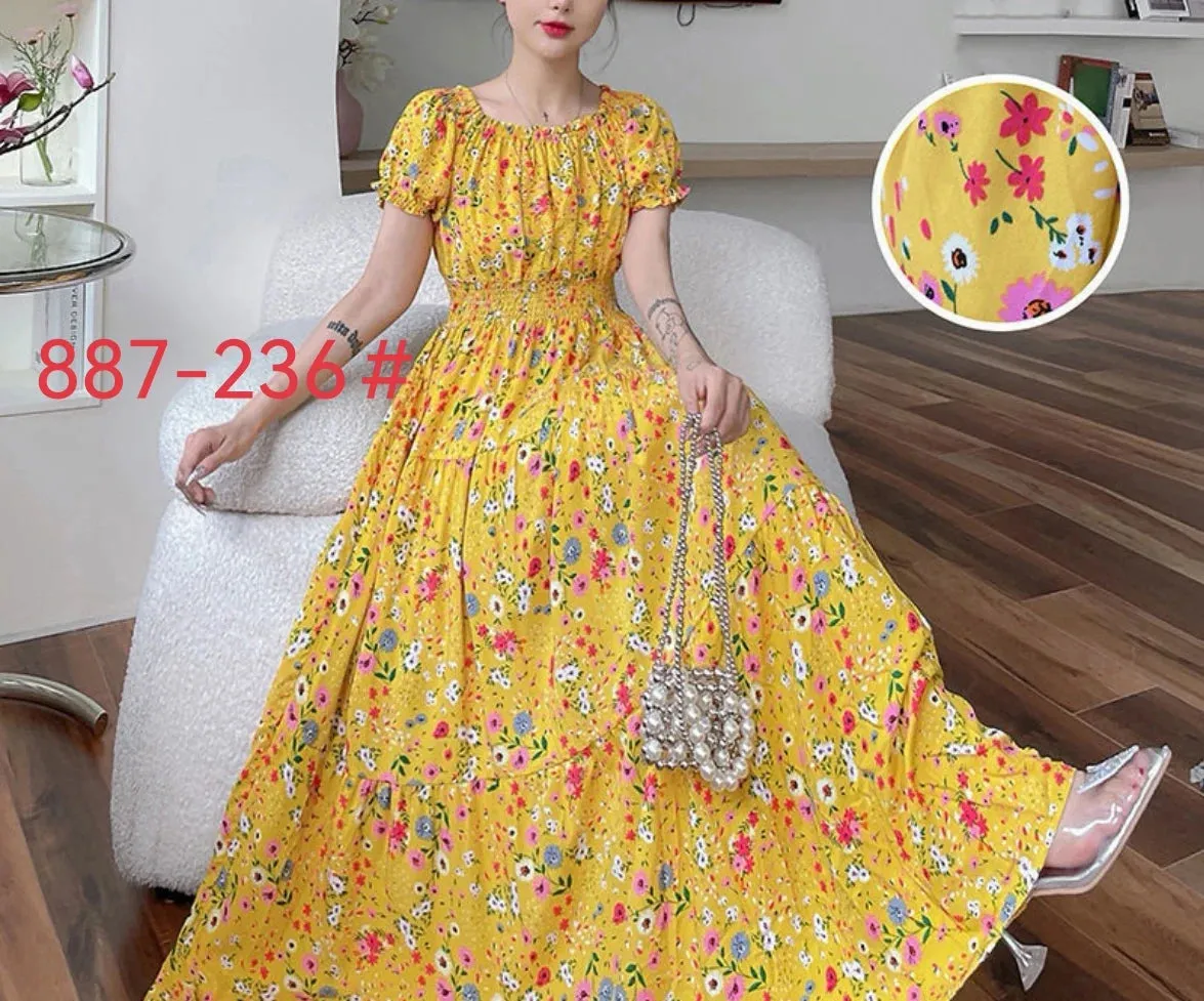 Bohemian Floral Maxi Dress - Sexy Summer Cotton Robe for Women, Indian & Korean Fashion Style
