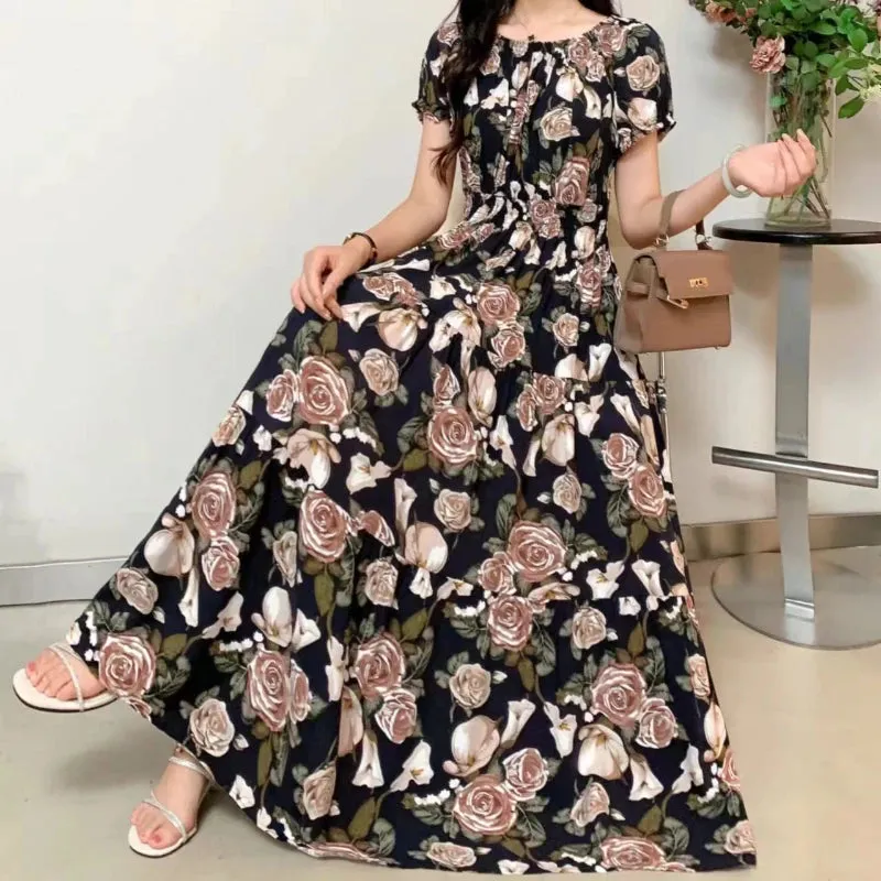 Bohemian Floral Maxi Dress - Sexy Summer Cotton Robe for Women, Indian & Korean Fashion Style