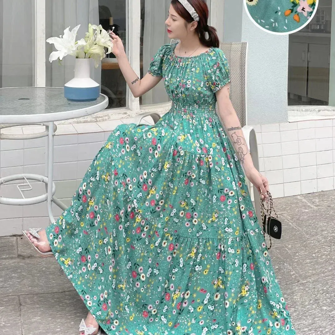 Bohemian Floral Maxi Dress - Sexy Summer Cotton Robe for Women, Indian & Korean Fashion Style