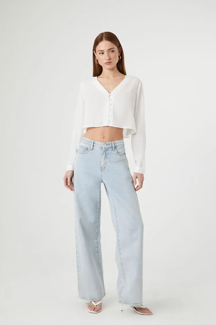 Boxy Cropped V-Neck Top