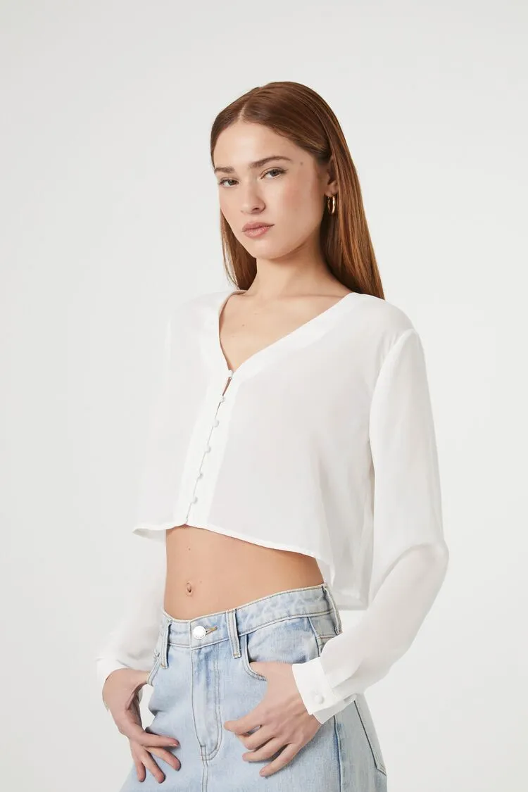 Boxy Cropped V-Neck Top