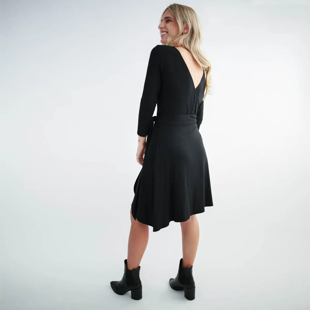 Breakaway Faux-Wrap Skirt in Black - Final Sale