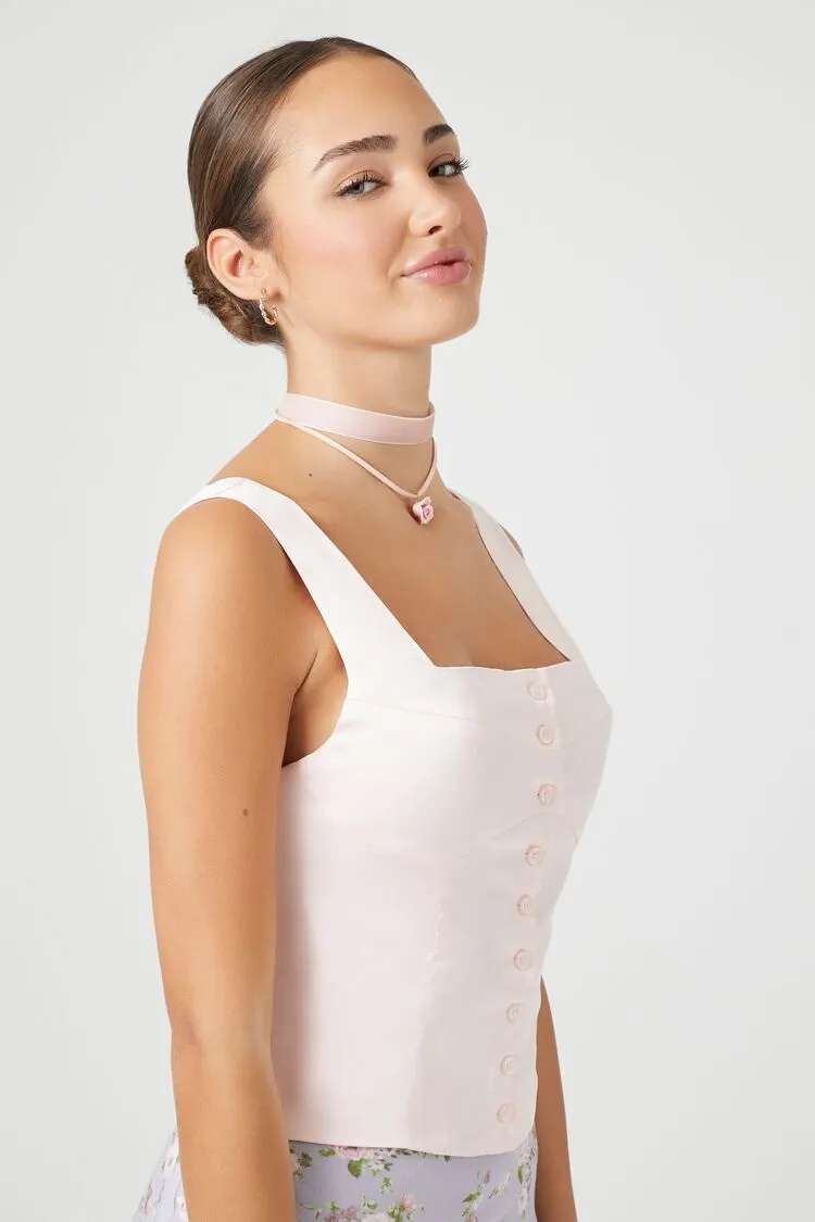 Buttoned Square-Neck Top