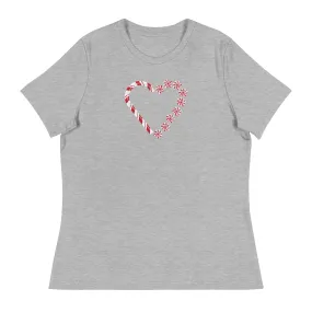 Candy Cane Heart Women's Relaxed T-Shirt