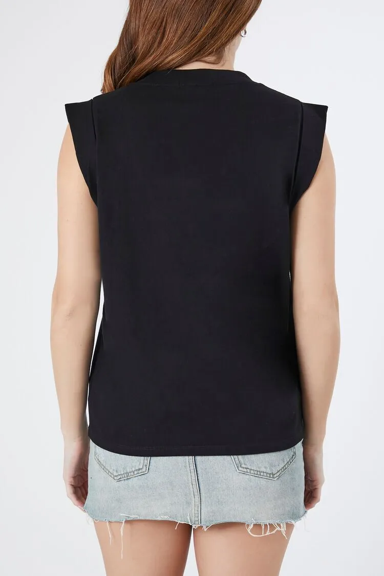Cap Sleeve V-Neck Top