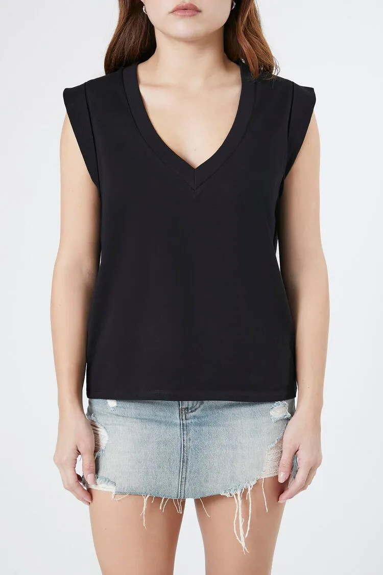 Cap Sleeve V-Neck Top