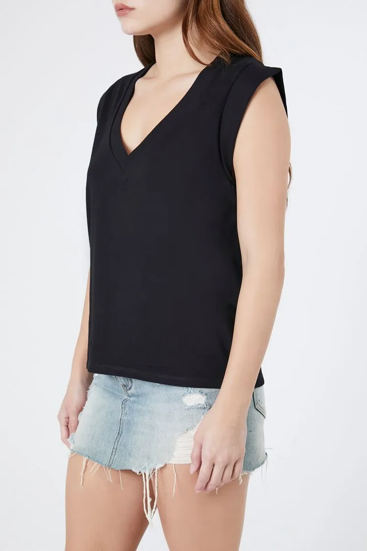 Cap Sleeve V-Neck Top