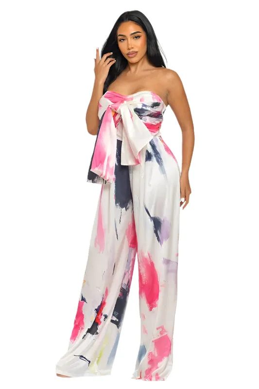 City Scape- Strapless Wide-Leg Jumpsuit