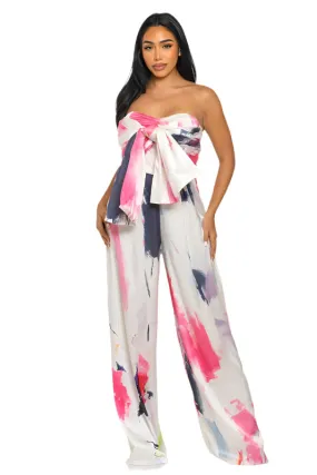 City Scape- Strapless Wide-Leg Jumpsuit