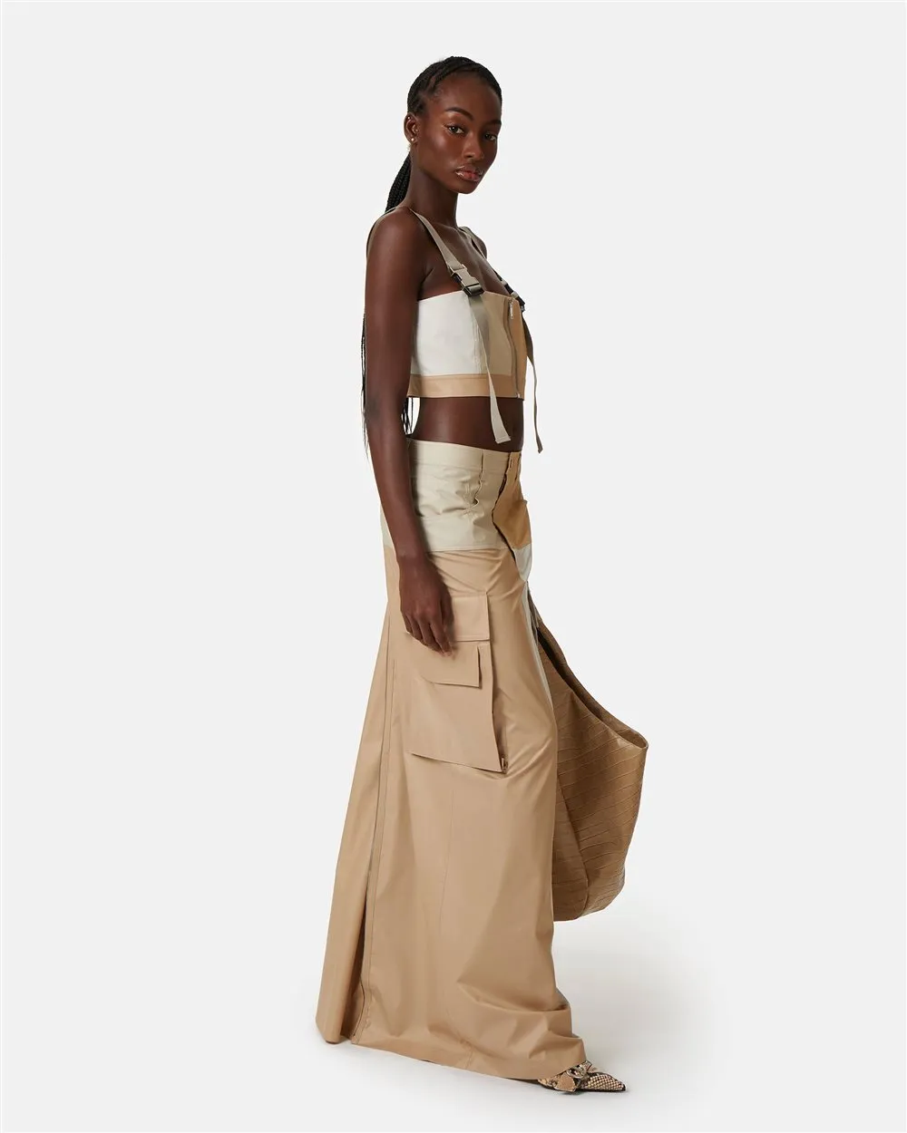 Color block long skirt