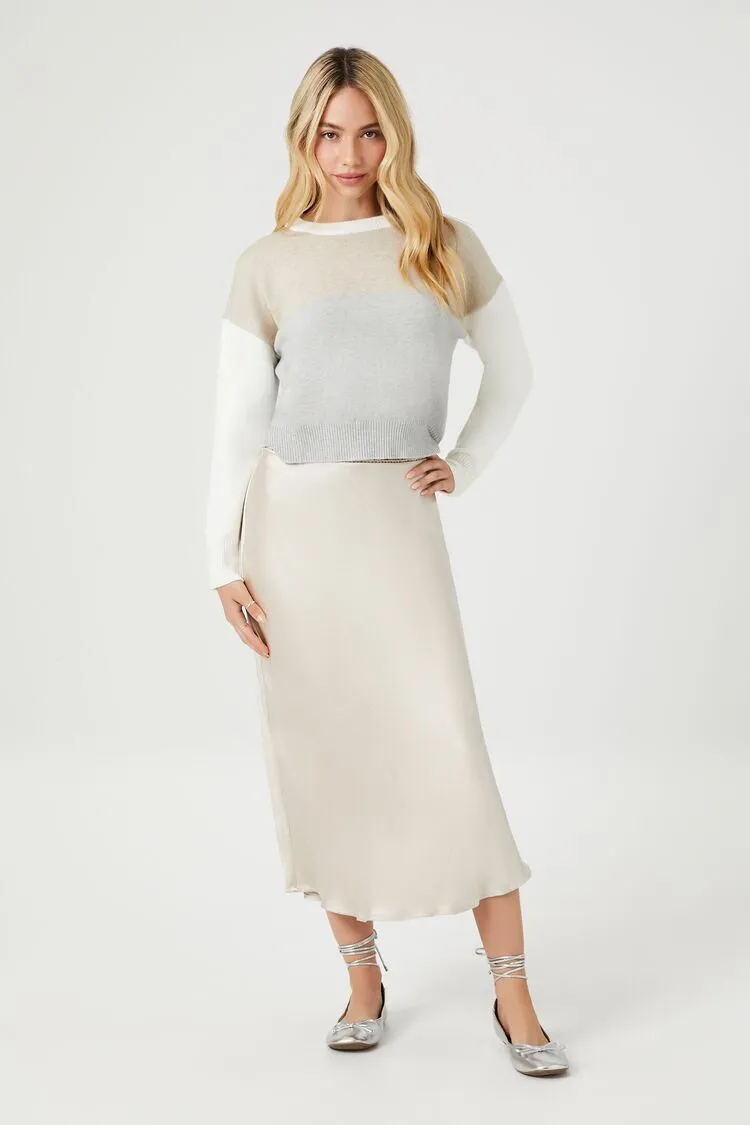 Colorblock Dropped-Sleeve Sweater
