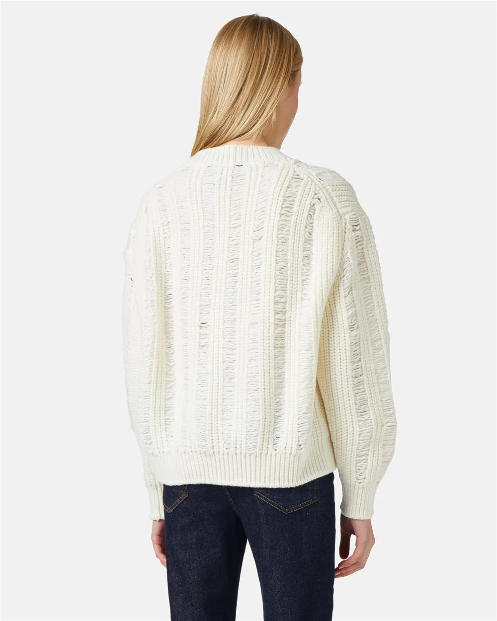 Crew-neck sweater in mouliné nylon wool