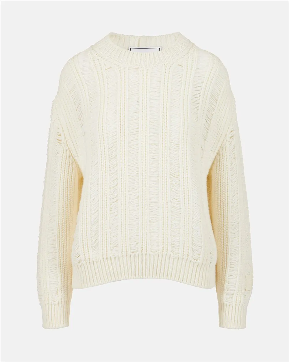 Crew-neck sweater in mouliné nylon wool