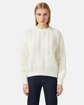 Crew-neck sweater in mouliné nylon wool
