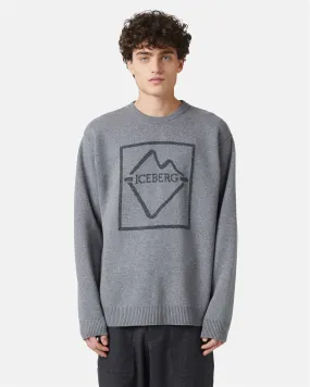 Crew-neck wool blend sweater