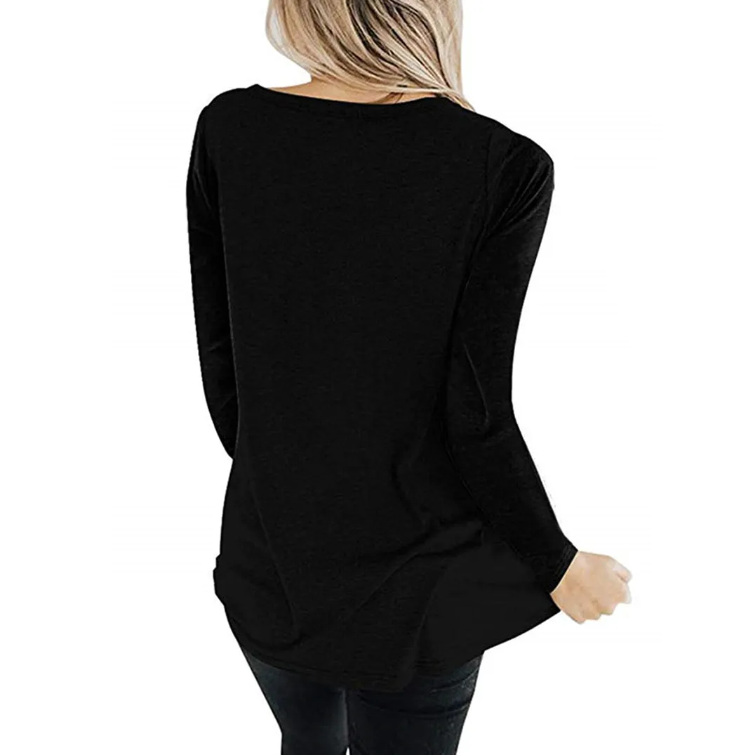 Criss Cross Long Sleeve Tunic Tops