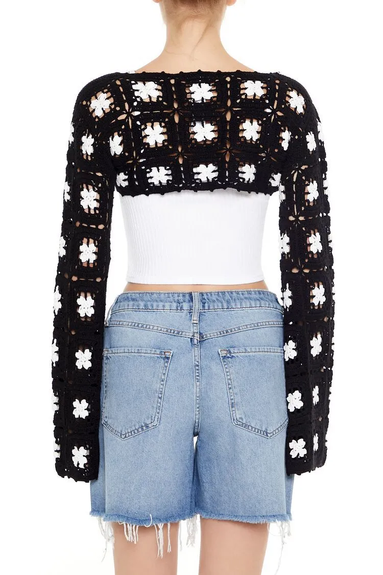 Crochet Floral Shrug Sweater