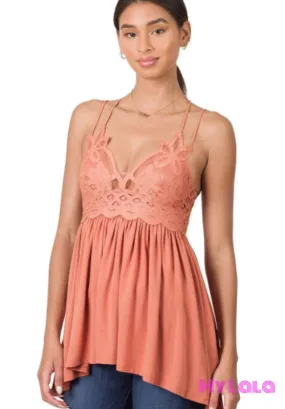 Crochet Lace Cami (Ash Rose)