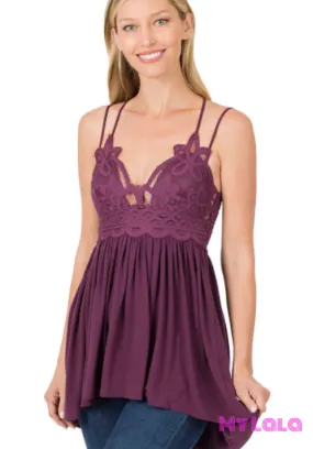 Crochet Lace Cami (Eggplant)