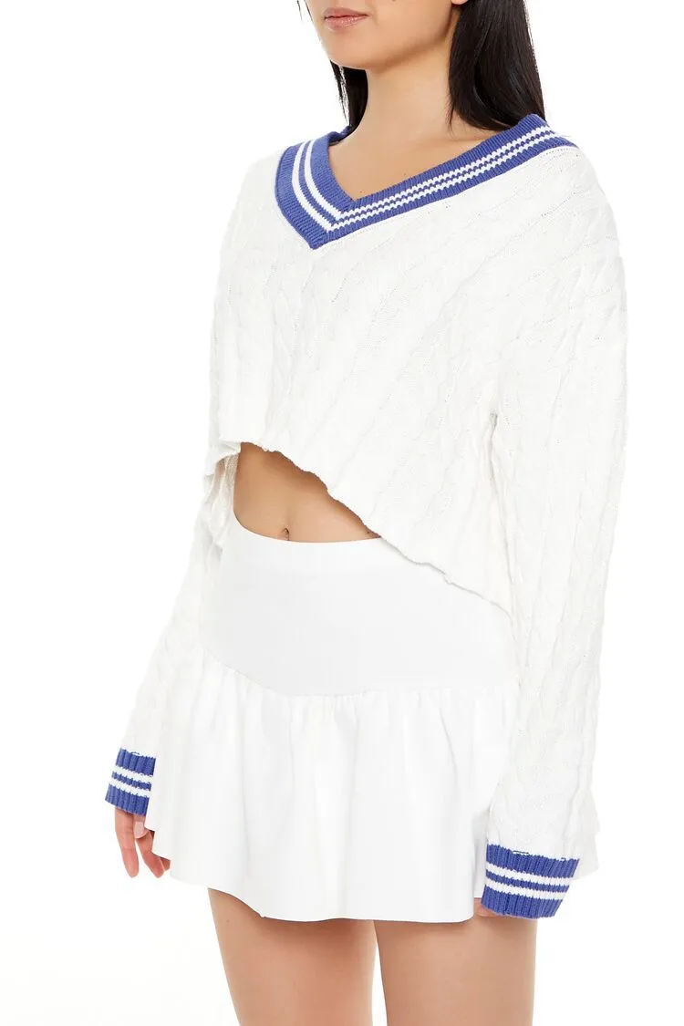 Cropped Cable Knit Sweater