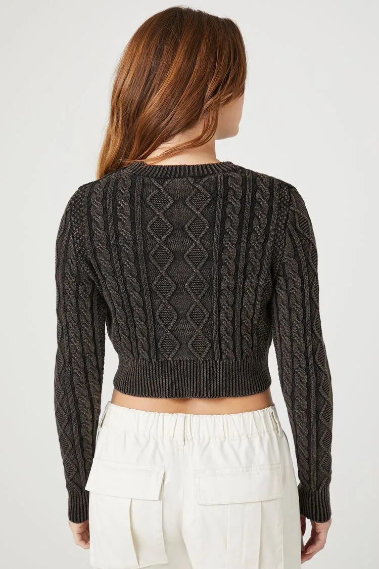 Cropped Cable Knit Sweater