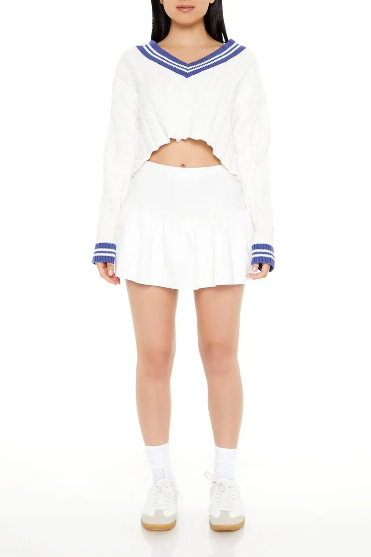 Cropped Cable Knit Sweater