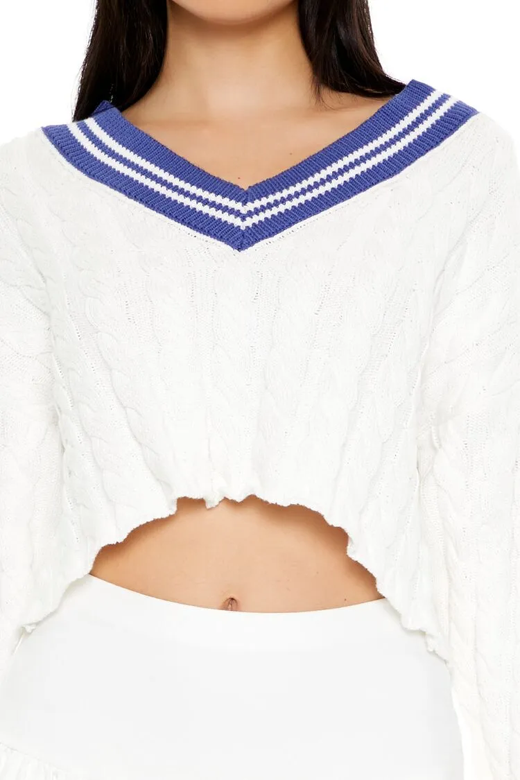 Cropped Cable Knit Sweater