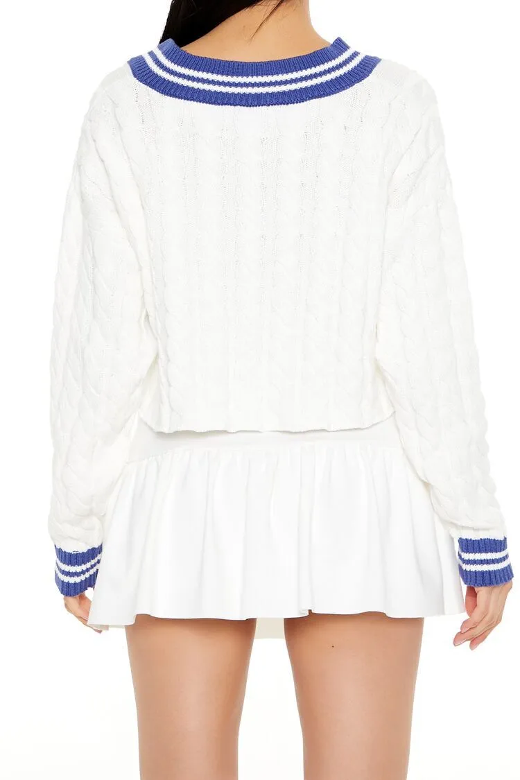 Cropped Cable Knit Sweater