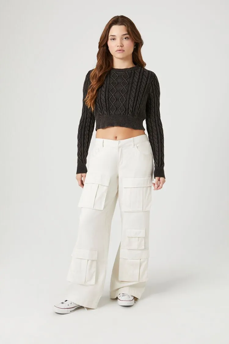 Cropped Cable Knit Sweater