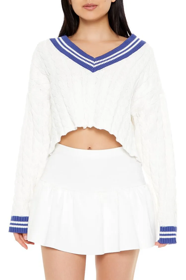 Cropped Cable Knit Sweater