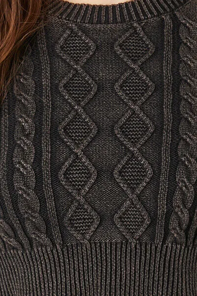 Cropped Cable Knit Sweater