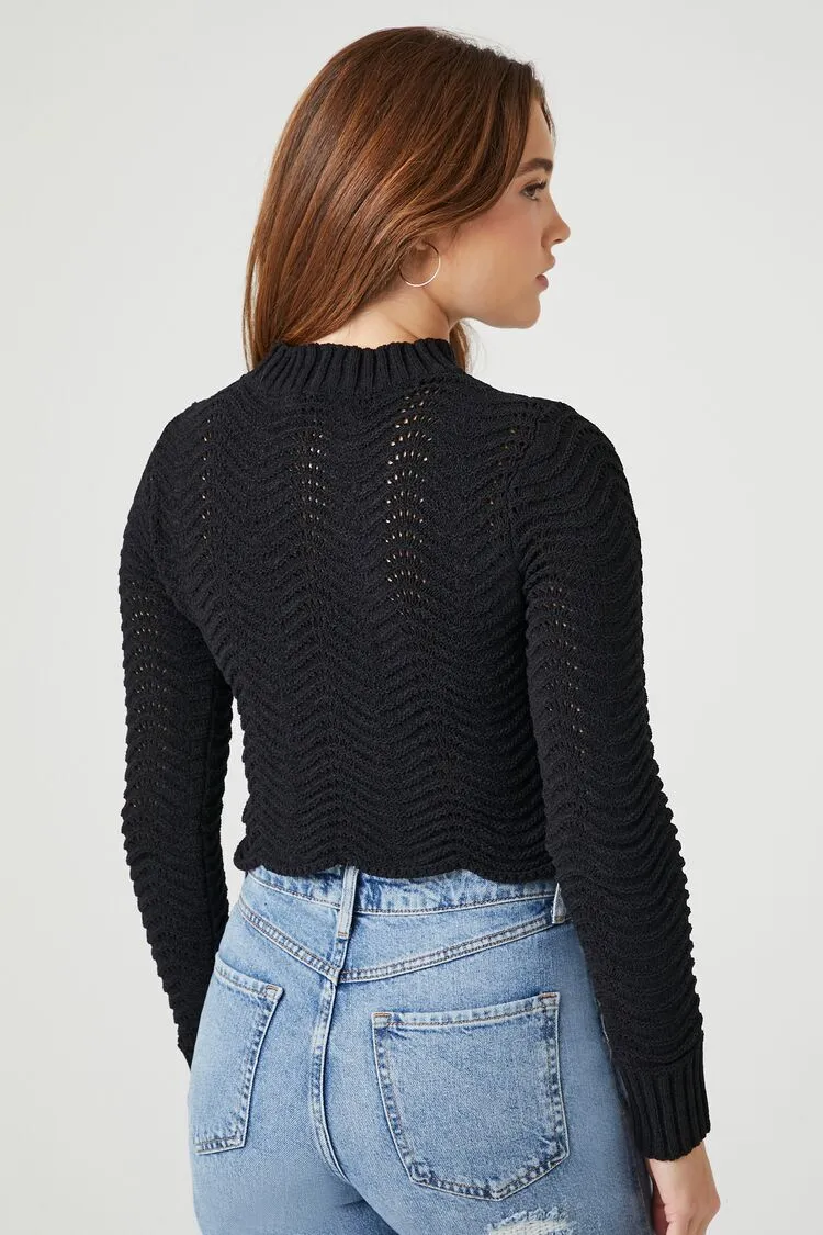 Cropped Open-Knit Sweater