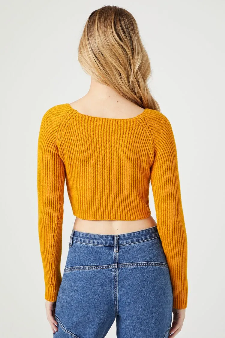 Cropped Rib-Knit Sweater