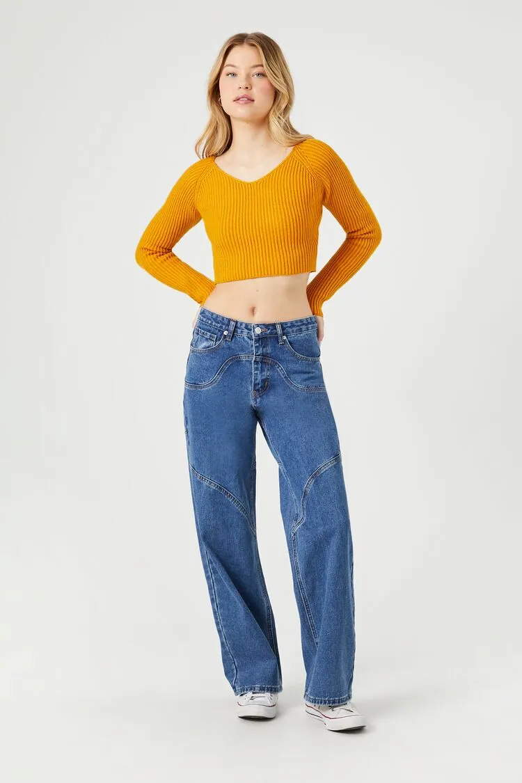 Cropped Rib-Knit Sweater