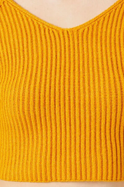 Cropped Rib-Knit Sweater