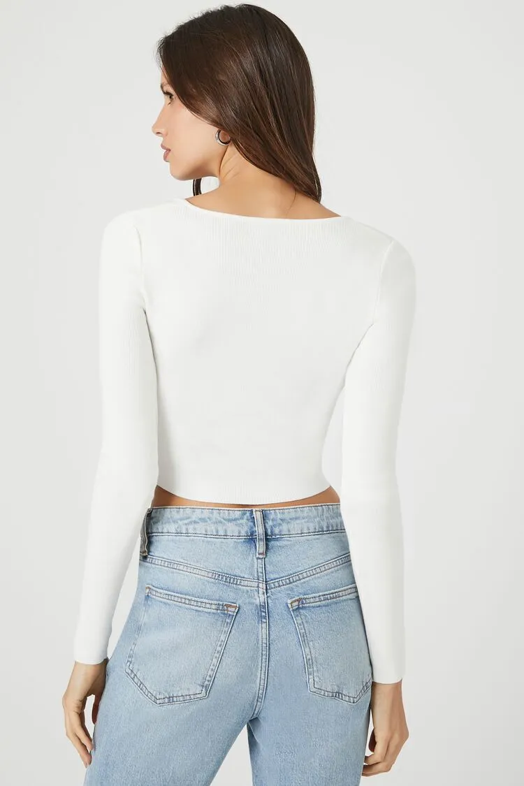 Cropped Square-Neck Sweater
