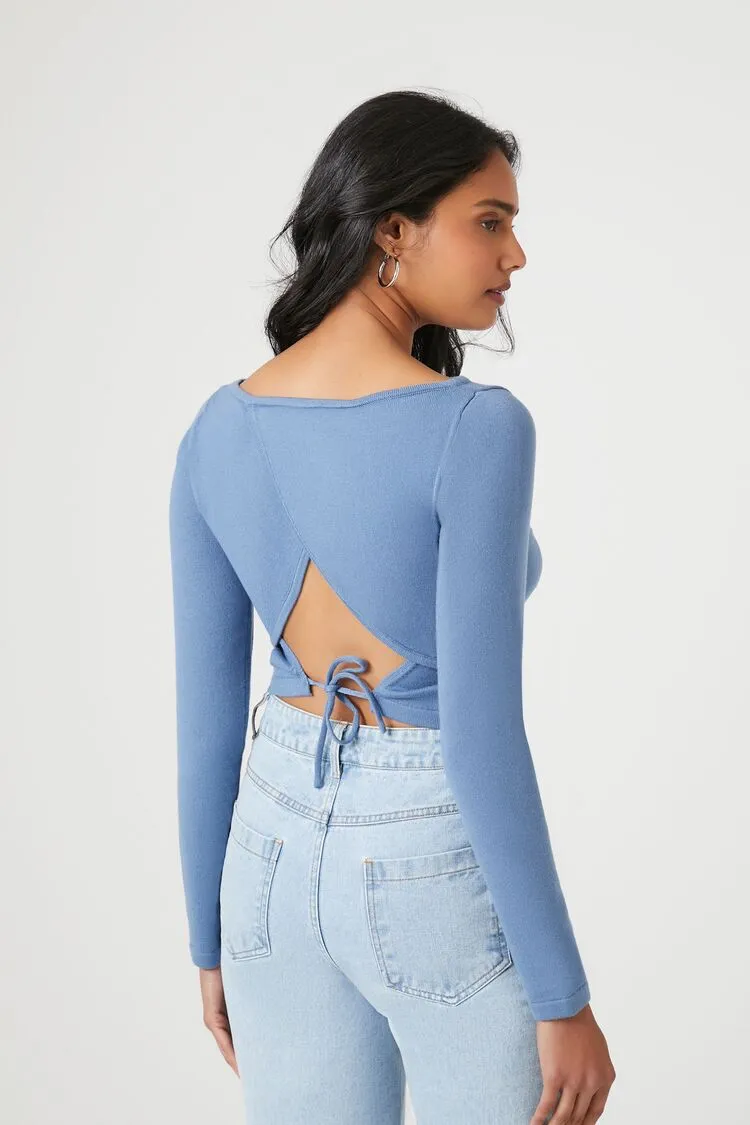 Cropped Tie-Back Sweater