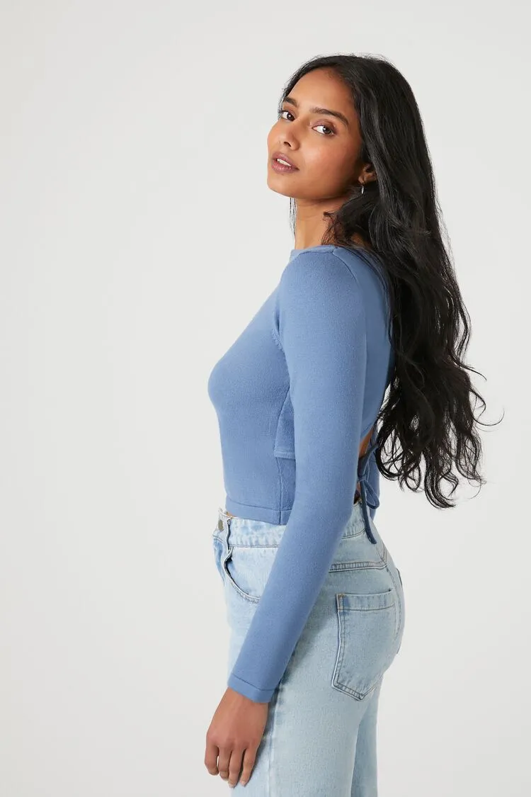 Cropped Tie-Back Sweater