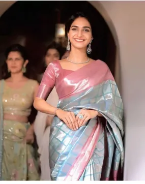 Designer Soft Lichi Silk With  Jacquard Work  Saree & Blouse