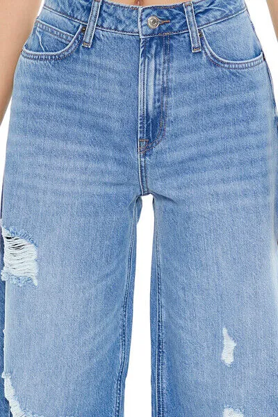 Distressed Wide-Leg Jeans